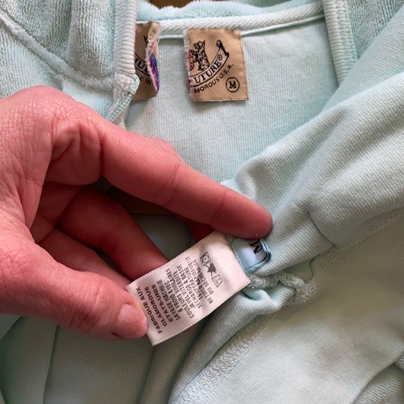JUICY COUTURE Y2K TERRYCLOTH JACKET MINT GREEN ZIP HOODIE JACKET M - Picture 9 of 13